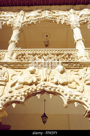 Hof. Infantado Palace, Guadalajara, Spanien. Stockfoto