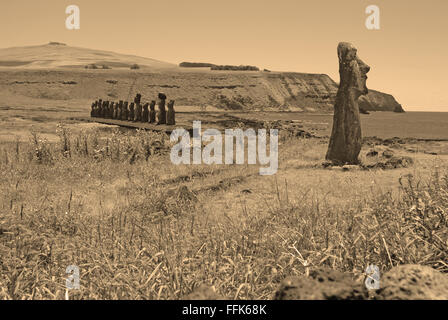 Moai Steinstatuen, Rapa Nui, Osterinsel, Chile Stockfoto