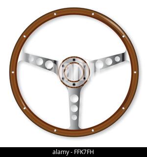 Aluminium Speichen Sportlenkrad Typ über einen weißen Hintergrund Stock Vektor