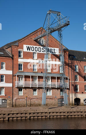 Woodsmil Quay, Fluss Ouse, York, Yorkshire, England Stockfoto