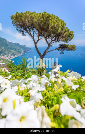 Ravello, Villa Rufolo, Panorama von der Amalfi Küste, Italien Stockfoto