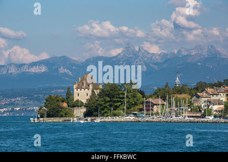 Das mittelalterliche Dorf von Yvoire, am Ufer des Genfer Sees Süd (und französischen). Stockfoto