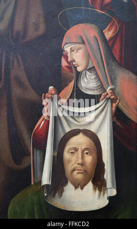 Christus mit dem Kreuz 1466. Vom italienischen Maler Biagio d ' Antonio (1446-1508). Detail-Saint Veronica. Renaissance. Louvre. Stockfoto