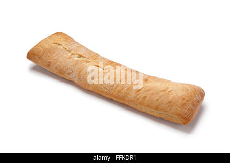Frischem Ciabatta-Brot auf weißem Hintergrund Stockfoto