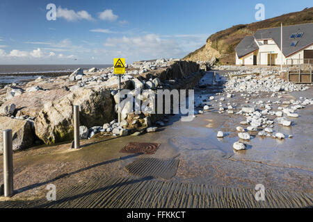 Col-Huw Strand, Llantwit Major in der Vale von Glamorgan, South Wales UK, nach einem Sturm. Stockfoto