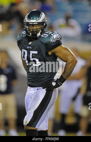 Jacksonville, FL, USA. 24. August 2013. Philadelphia Eagles außerhalb Linebacker Mychal Kendricks (95) während ein NFL Preseason-Spiel gegen die Jacksonville Jaguars im EverBank Field am 24. August 2013 in Jacksonville, Florida. Die Eagles gewann 31-24.ZUMA Presse / Scott A. Miller © Scott A. Miller/ZUMA Wire/Alamy Live News Stockfoto