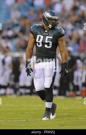 24. August 2013 - Jacksonville, FL, USA - Philadelphia Eagles außerhalb Linebacker Mychal Kendricks (95) während einer Vorsaison NFL Spiel gegen die Jacksonville Jaguars im EverBank Field am 24. August 2013 in Jacksonville, Florida. Die Eagles gewann 31-24... ZUMA PRESS / Scott A. Miller (Credit-Bild: © Scott A. Miller über ZUMA Draht) Stockfoto
