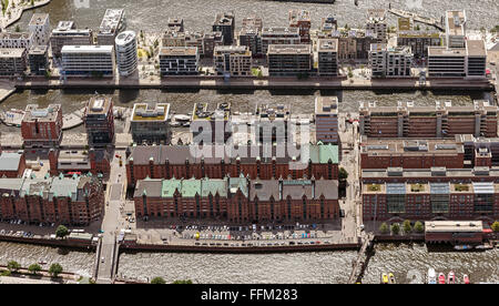 Luftbild, Speicherstadt Speicherstadt, HafenCity, Elbe, Hamburg Kaiserkai, Hafen Hamburg, Hamburg, Hamburg, Deutschland Stockfoto