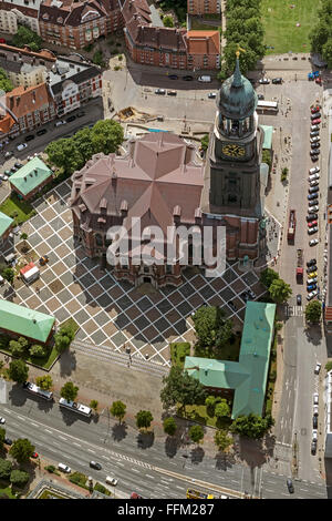 Luftbild, Turm der St.-Michaelis-Kirche, Wahrzeichen des Hamburger Michel, Karopflaster, Hamburg, Hamburg, Deutschland, Europa, Antenne Stockfoto