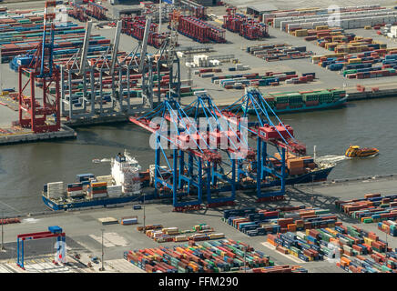 Luftbild, Container-Hafen, Waltershofer Hafen, Containerschiffe, Euro-Gate, Euro-Gate-Container-Terminal, Hub-Krane, Stockfoto