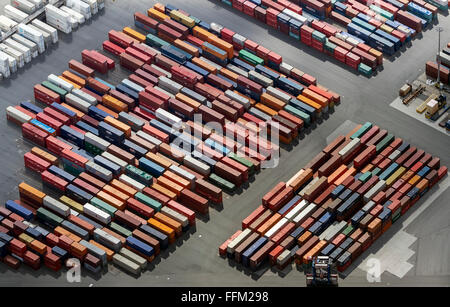 Luftbild, Container-Hafen, Waltershofer Hafen, Containerschiffe, Euro-Gate, Euro-Gate-Container-Terminal, Hub Krane, HAmburg Stockfoto