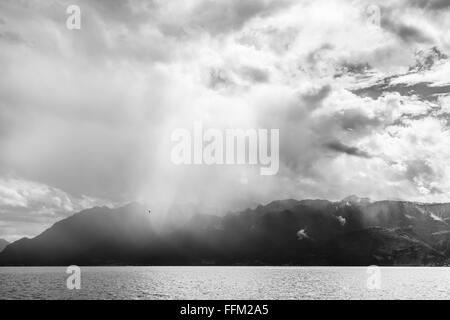 Sturm über den Genfer See in der Schweiz Stockfoto