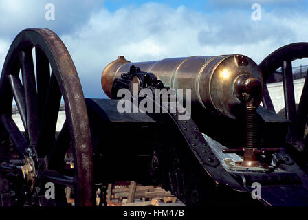 Fort Henry National Historic Site, Kingston, Ontario, Kanada - Pistole (Kanone) auf Wall, UNESCO-Weltkulturerbe Stockfoto