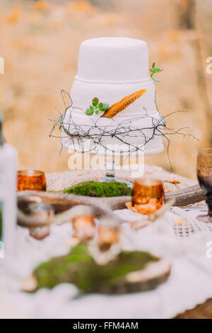Schöne und natürliche Lavendel-Hochzeitstorte Stockfoto