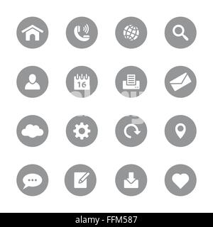 [EPS10] Web Icon set 1 auf grauen Kreis Stock Vektor