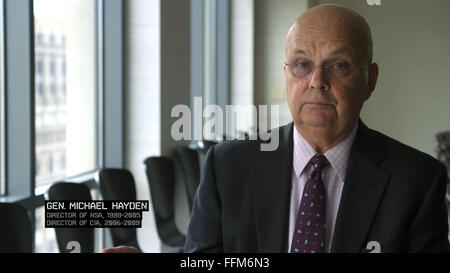 HANDOUT - zeigt ein Handout Bild General Michael Hayden, ehemaliger NSA und CIA Direktor, in einer undatierten Szene aus dem Film "Null Tage." Der Film von Alex Gibney läuft im Wettbewerb der Berlinale am 17. Februar 2016. Foto: BERLINALE/Dpa (Achtung Redaktionen: für redaktionelle Verwendung nur im Zusammenhang mit Berichterstattung über die BERLINALE 2016 bis 21. März 2016/obligatorisch CREDIT: BERLINALE/Dpa) Stockfoto