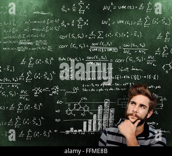 Zusammengesetztes Bild Nahaufnahme der durchdachten Hipster mit Hand am Kinn Stockfoto