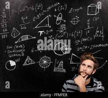 Zusammengesetztes Bild Nahaufnahme der durchdachten Hipster mit Hand am Kinn Stockfoto