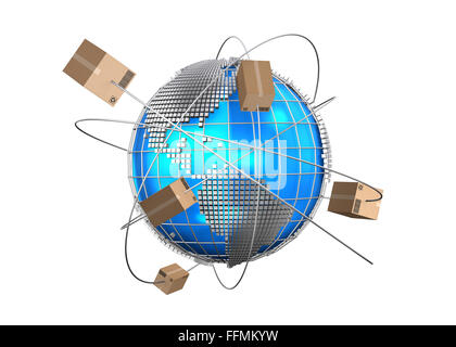 Globale Logistik-Netzwerk, Frachtschifffahrt, Import-Export kommerzielle Logistik, Logistik-Konzept. Stockfoto