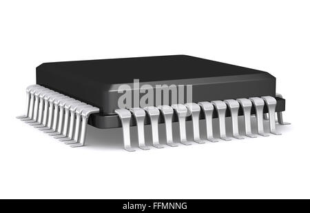 3D Rendern Mikrochip isoliert auf weißem Hintergrund. Stockfoto