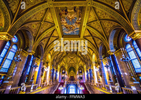 Innere des Budapester Parlament, Ungarn Stockfoto