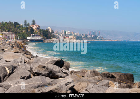 Sehen Sie auf der Pazifik-Küste von Vina Del Mar, Region Valparaiso in Chile. Stockfoto