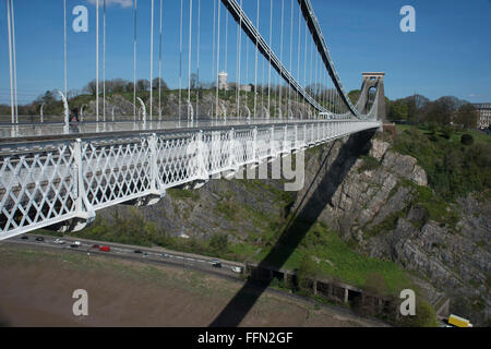 Blick von der Clifton Suspension Bridge, Clifton, Bristol, Vereinigtes Königreich. Stockfoto