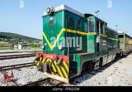 FAUR Diesellok L45H 096 von Sargan acht Schmalspur-Museumsbahn von Mokra Gora nach Sargan Vitasi (auf Foto) Serbien Stockfoto