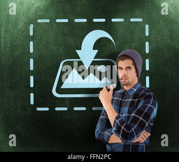 Zusammengesetztes Bild des Porträts von Hipster mit Pfeife Stockfoto