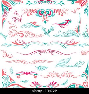 Eleganten floralen Design-Elemente mit Blättern und wirbelt für Karten, Intitations, Text dekorieren Stock Vektor