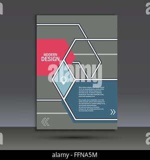 Broschüre-Vorlage mit einem abstrakten Design aus Sechsecken Stock Vektor