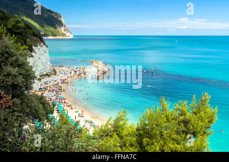 Strand Urbani in Sirolo, Italien. Stockfoto