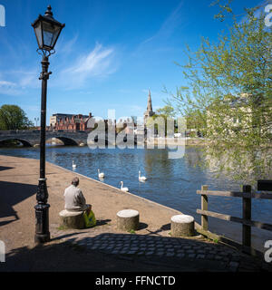 Der Fluss Ouse in Bedford, Bedfordshire zu begrüßen Stockfoto