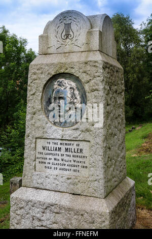 Denkmal für William Miller, schottische Dichter und Autor von das Kinderlied Wee Willie Winkie, Nekropole, Glasgow, Schottland Stockfoto