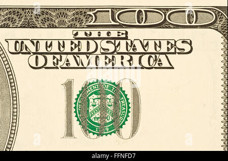 Hundred Dollar Bill Detail Stockfoto