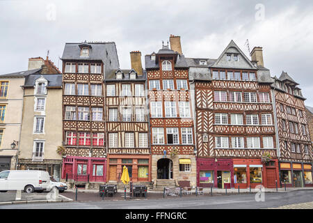 Alten Fachwerkbauten in Rennes, Bretagne, Frankreich Stockfoto