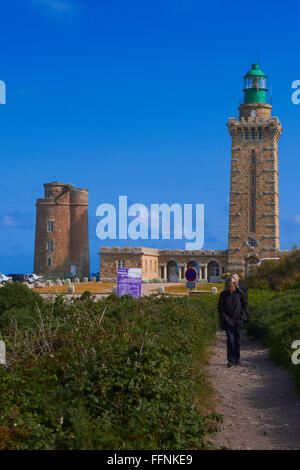 Cap Frehel Leuchtturm, Bretagne, Bretagne, Côtes-d ' Armor, Kap Frehel, Plevenon, französische Bretagne, Frankreich Stockfoto