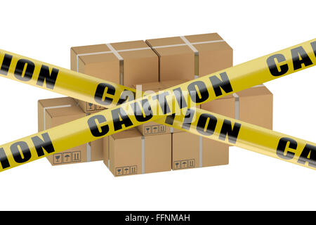 gefährliche Paket Konzept isoliert auf weißem Hintergrund Stockfoto