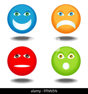 Lustiges Gesicht emotionale Symbole in verschiedenen Farben Stockfoto