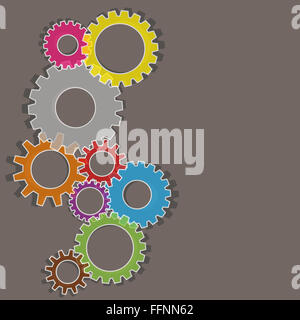 Bunte Zahnrad Zahnräder Hintergrund Stockfoto