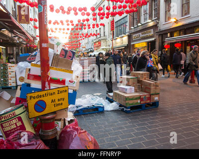 Laternen von Chinese New Year in Chinatown Stockfoto