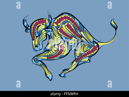 Sternzeichen Stier. abstrakte ethnischen Vektor-illustration Stockfoto