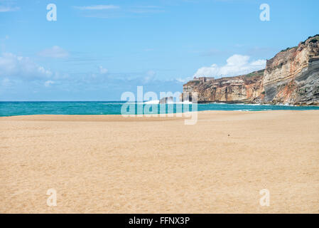 Hauptstrand in Nazare, eine Surf-Paradies-Stadt - Nazare, Portugal Stockfoto