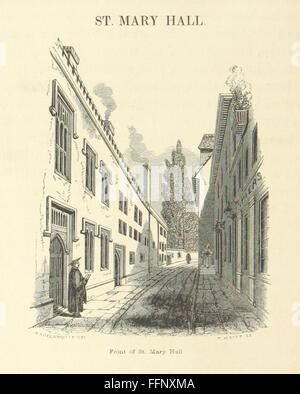 Dieses Handbuch für Besucher von Oxford, geschrieben von John Henry Parker, enthält praktische Informationen über die Wahrzeichen, die Geschichte und die akademische Bedeutung der Stadt. Mit Holzschnitten illustriert, bietet es eine detaillierte visuelle und beschreibende Darstellung der wichtigsten Sehenswürdigkeiten und des kulturellen Erbes von Oxford. Stockfoto