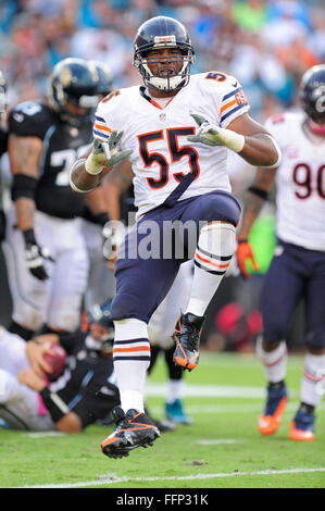 7. Oktober 2012 - Jacksonville, FL, USA - Chicago Bears außerhalb Linebacker Lance Briggs (55) während die Bären 41-3 Sieg gegen die Jacksonville Jaguars im EverBank Field am 7. Oktober 2012 in Jacksonville, Florida. .. ZUMA Press/Scott A. Miller. (Kredit-Bild: © Scott A. Miller über ZUMA Draht) Stockfoto