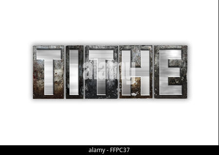 Das Wort "Zehnten" geschrieben in Vintage Metall Buchdruck-Typ isoliert auf einem weißen Hintergrund. Stockfoto