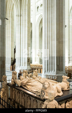 Das Grab von Herzog Franz II. von Bretagne und Marguerite de Foix, von Michel colombe, in der Kathedrale von Nantes, Frankreich Stockfoto