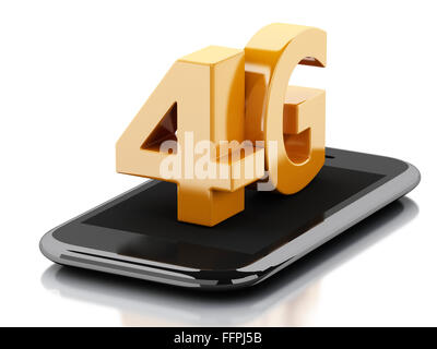 3D Renderer Bild. Smartphone mit 4G LTE WLAN Zeichen. Kommunikations-Technologie-Konzept. Isolierten weißen Hintergrund Stockfoto