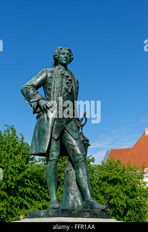 Denkmal Friedrich II. Von Preußen als Kronprinz Friedrich der große Marktplatz Rheinberg, Rheinberg, Ostprignitz-Ruppin Stockfoto