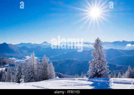 Skigebiet Brauneck, Lenggries, Isarwinkel, Bayerische Voralpen, Upper Bavaria, Bavaria, Germany Stockfoto